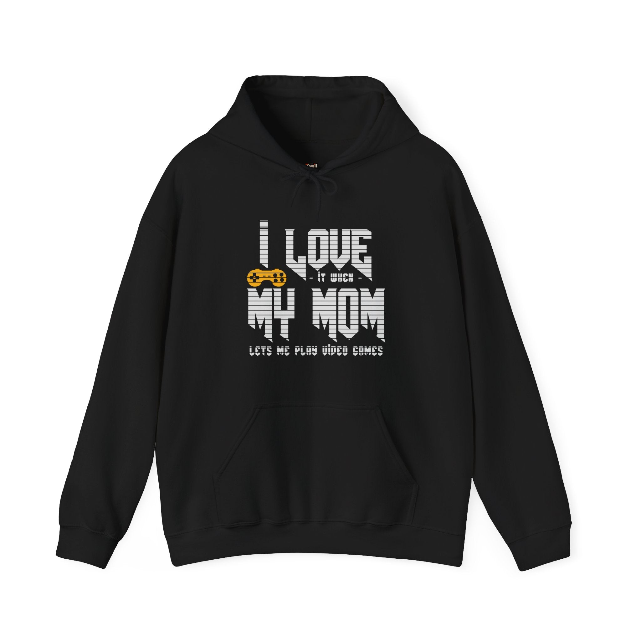 Retro Gaming I Love My Mom Hoodie | Black Twill Tees